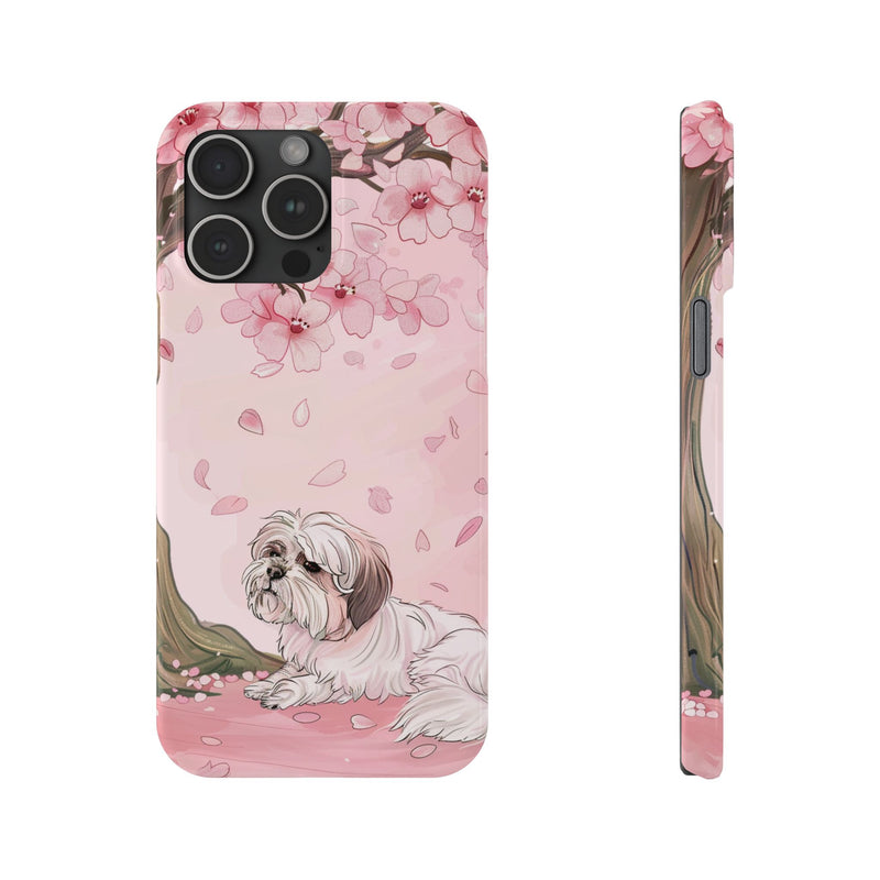 Shih Tzu with Flowers Slim iPhone Cases