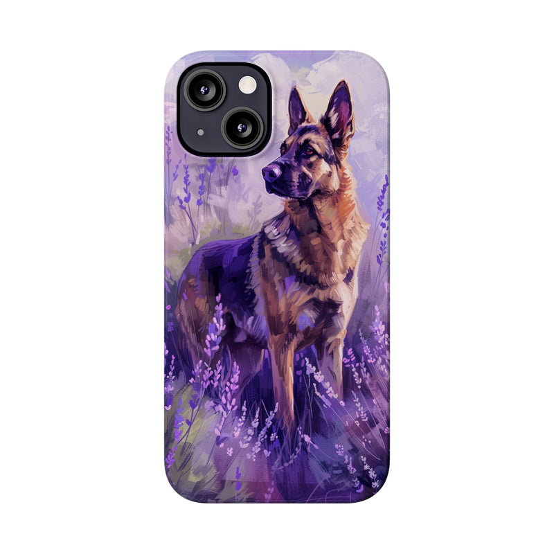 German Shepherd Dog with Flowers Slim iPhone Cases