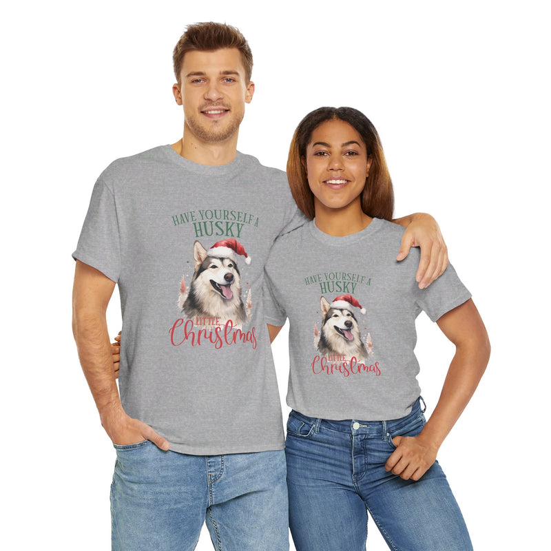 Have Yourself Husky Christmas Unisex Heavy Cotton Tee | Siberian Husky Christmas Gift