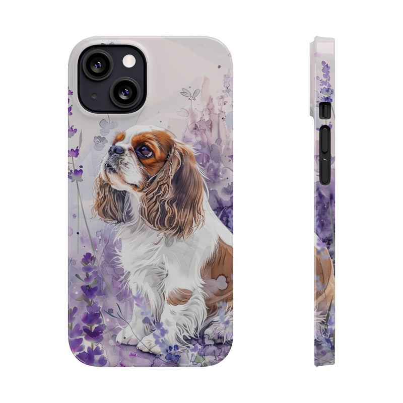 Cavalier King Charles Spaniel with Flowers Slim Phone Cases