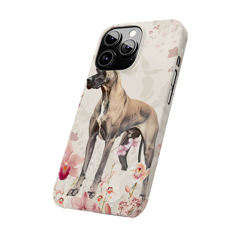 Great Dane with Flowers Slim iPhone Cases