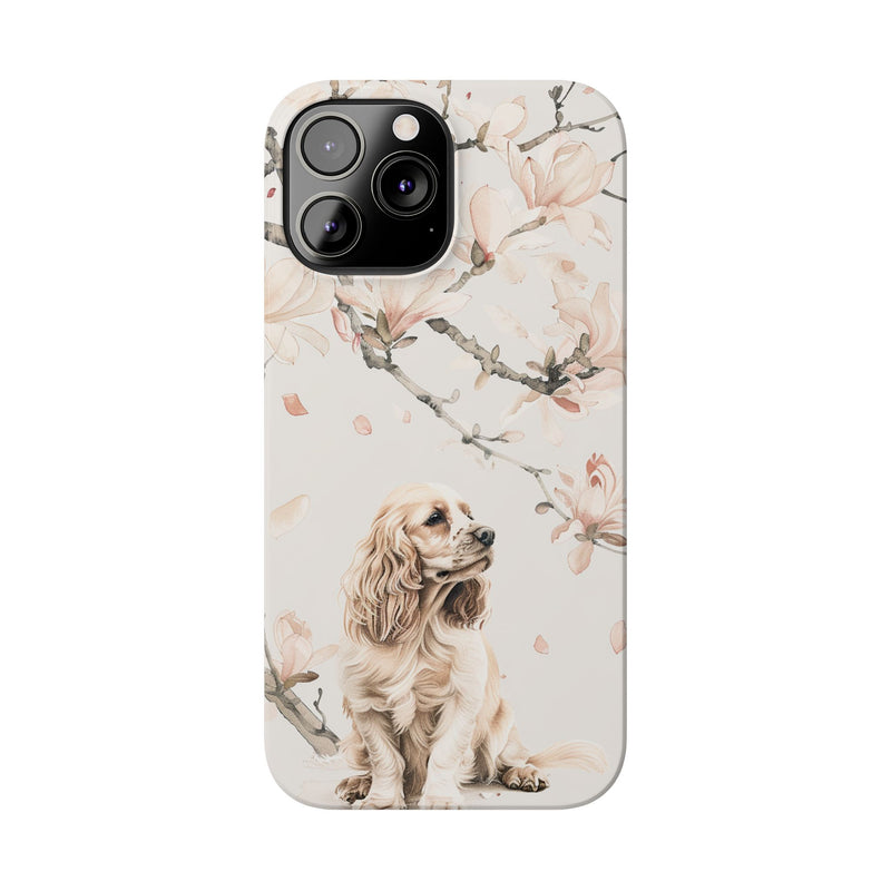 Cocker Spaniel with Flowers iPhone Slim Phone Cases