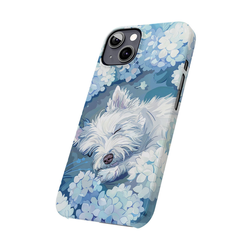 West Highland White Terrier with Flowers Slim iPhone Cases