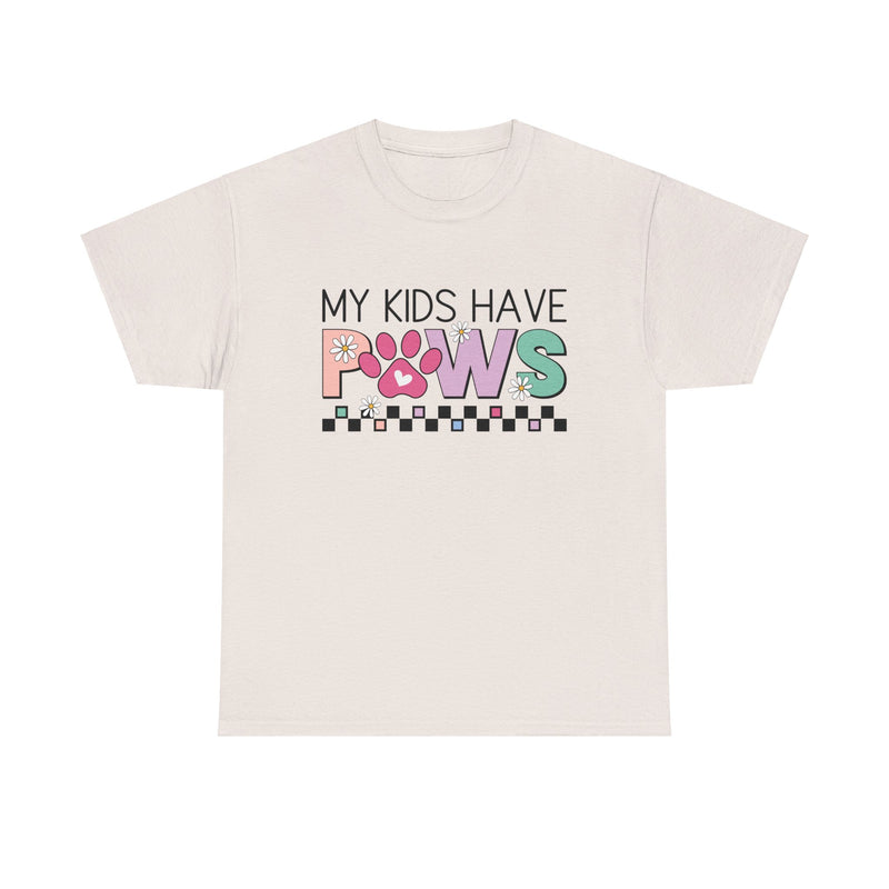 My Kids Have Paws Unisex Heavy Cotton T-shirt, Dog Mom Shirt, Dog Dad Gifts