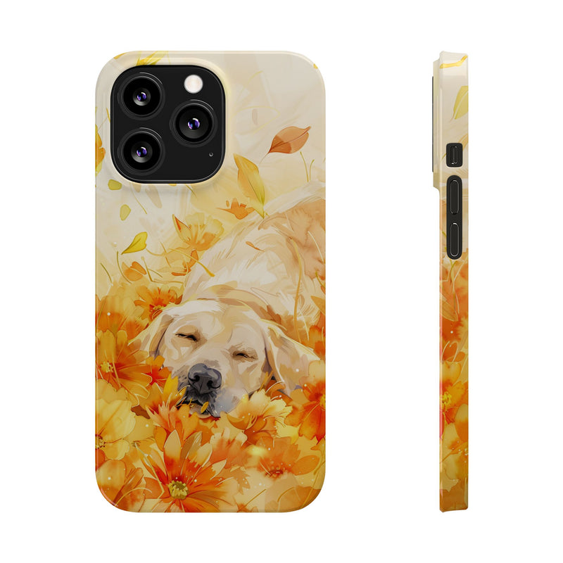 Labrador with Flowers Slim Phone Cases