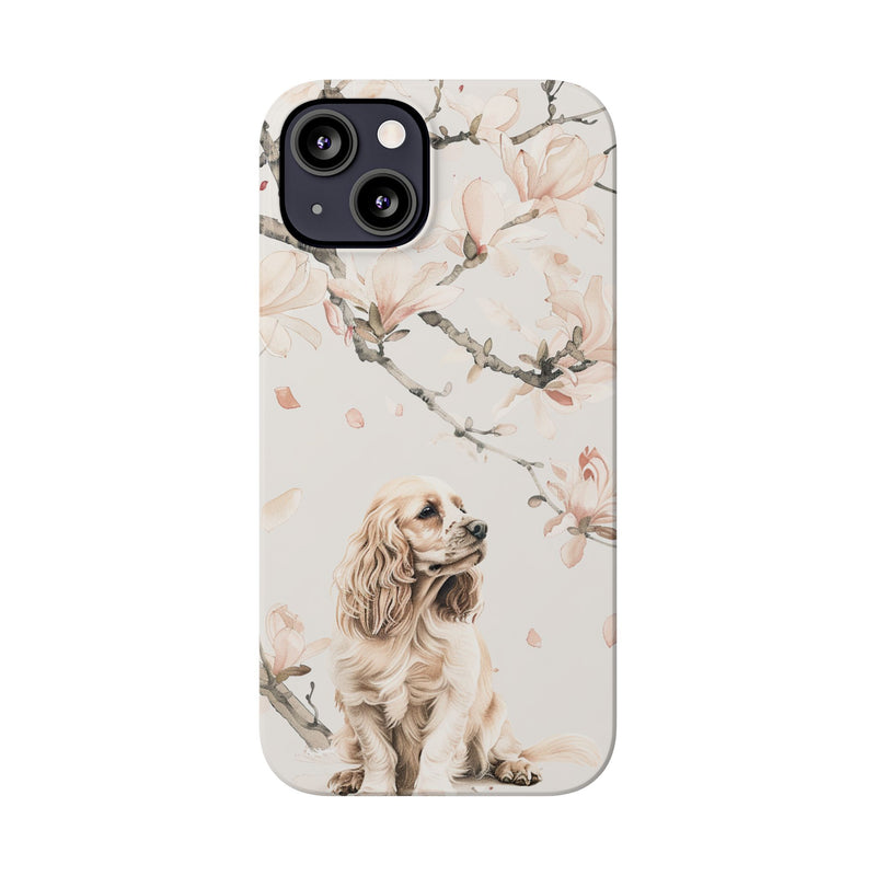 Cocker Spaniel with Flowers iPhone Slim Phone Cases