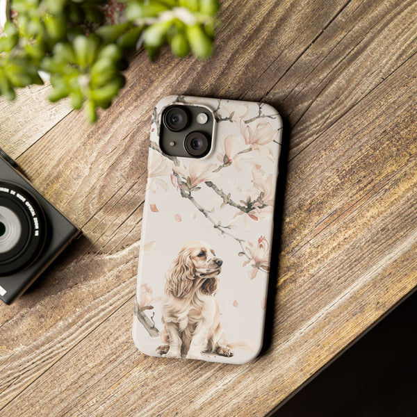 Cocker Spaniel with Flowers iPhone Slim Phone Cases