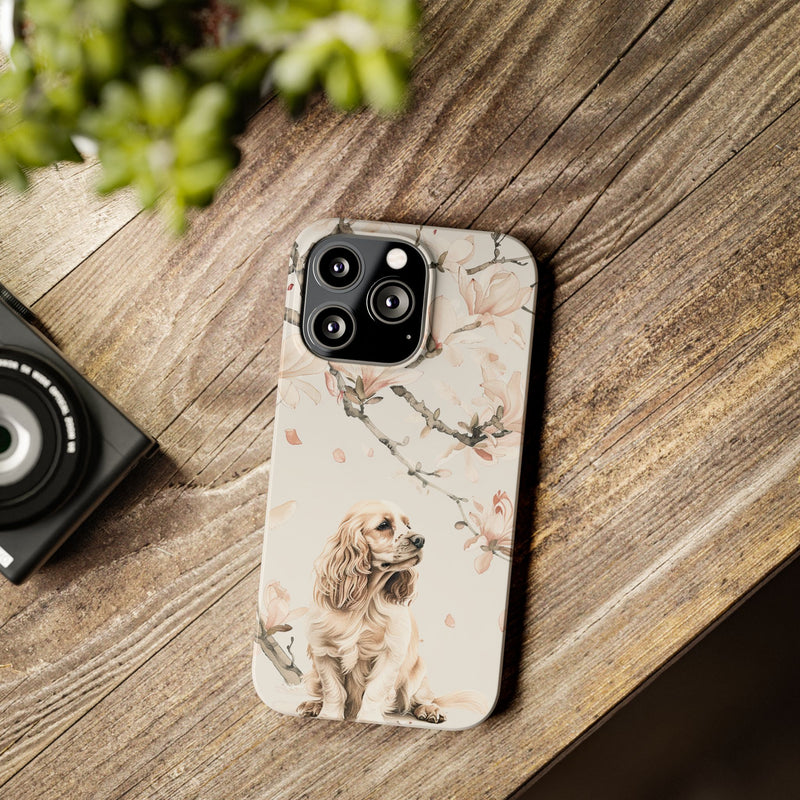 Cocker Spaniel with Flowers iPhone Slim Phone Cases