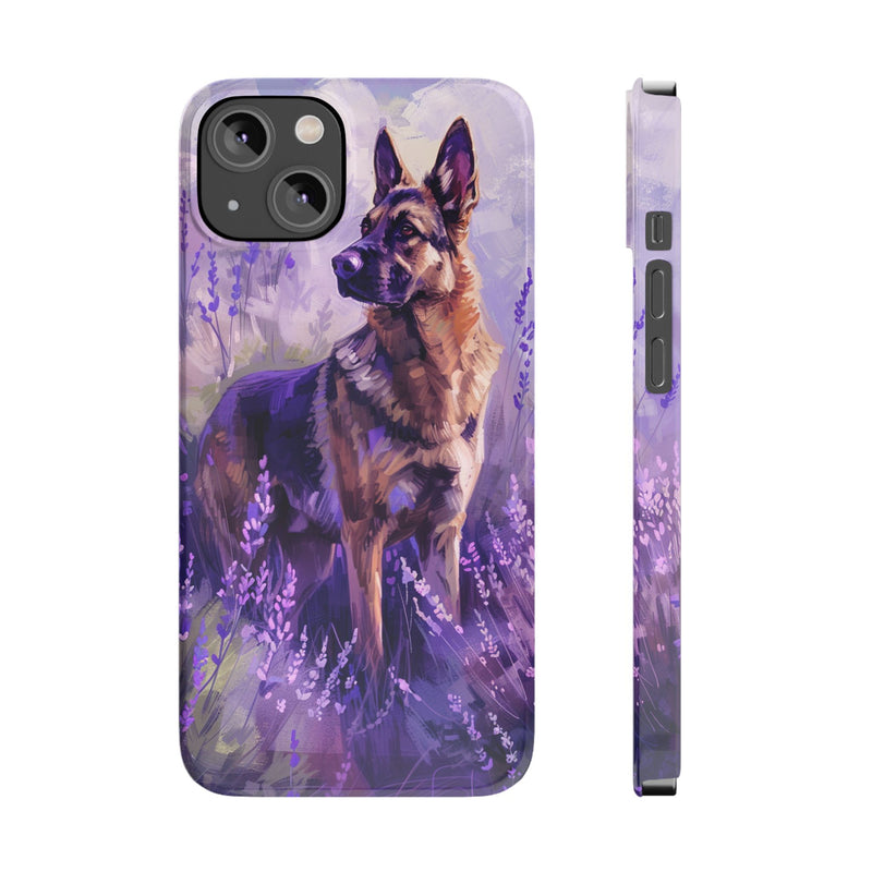 German Shepherd Dog with Flowers Slim iPhone Cases