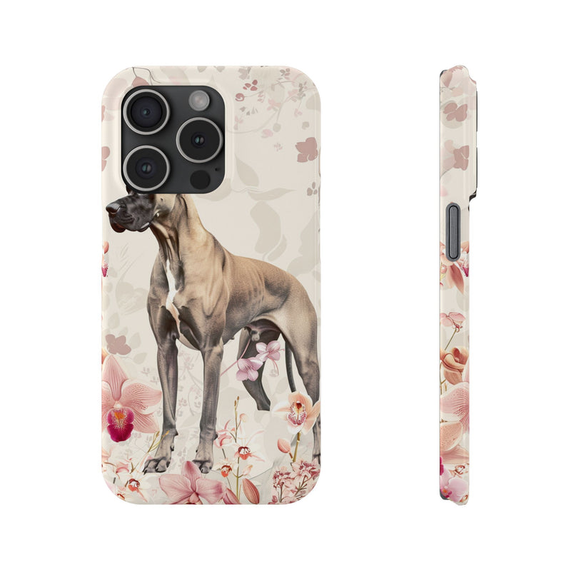 Great Dane with Flowers Slim iPhone Cases