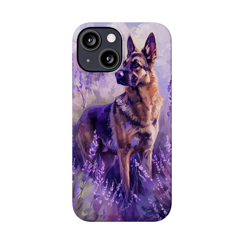 German Shepherd Dog with Flowers Slim iPhone Cases