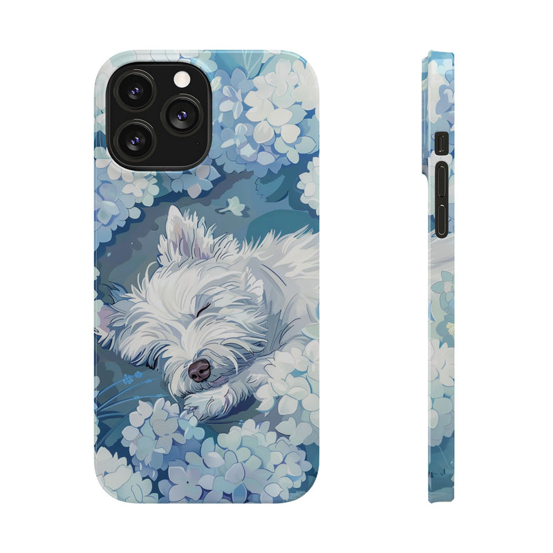 West Highland White Terrier with Flowers Slim iPhone Cases