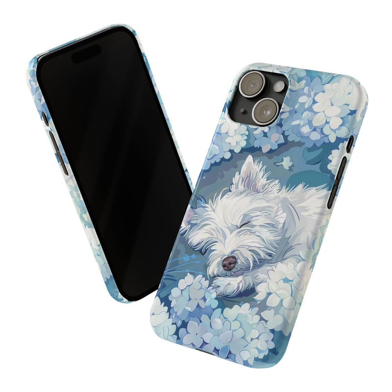 West Highland White Terrier with Flowers Slim iPhone Cases