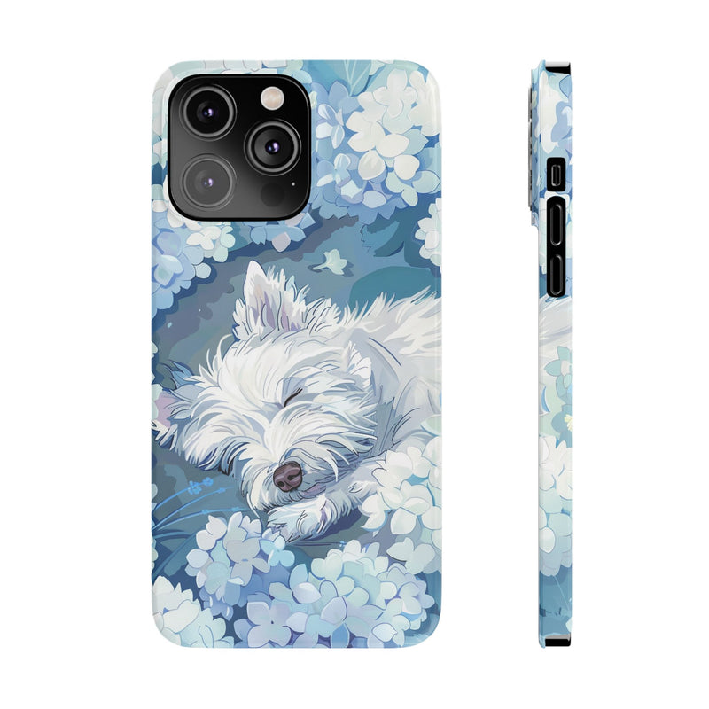 West Highland White Terrier with Flowers Slim iPhone Cases