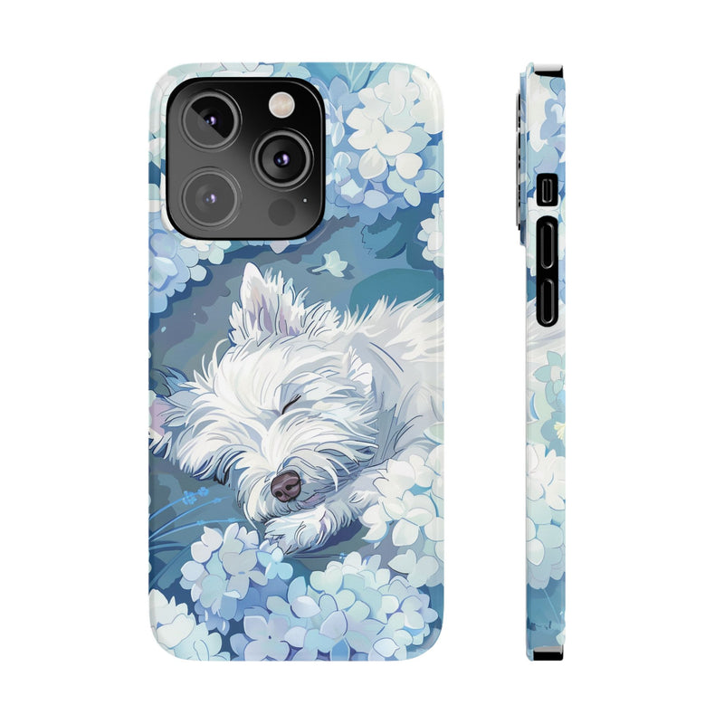 West Highland White Terrier with Flowers Slim iPhone Cases