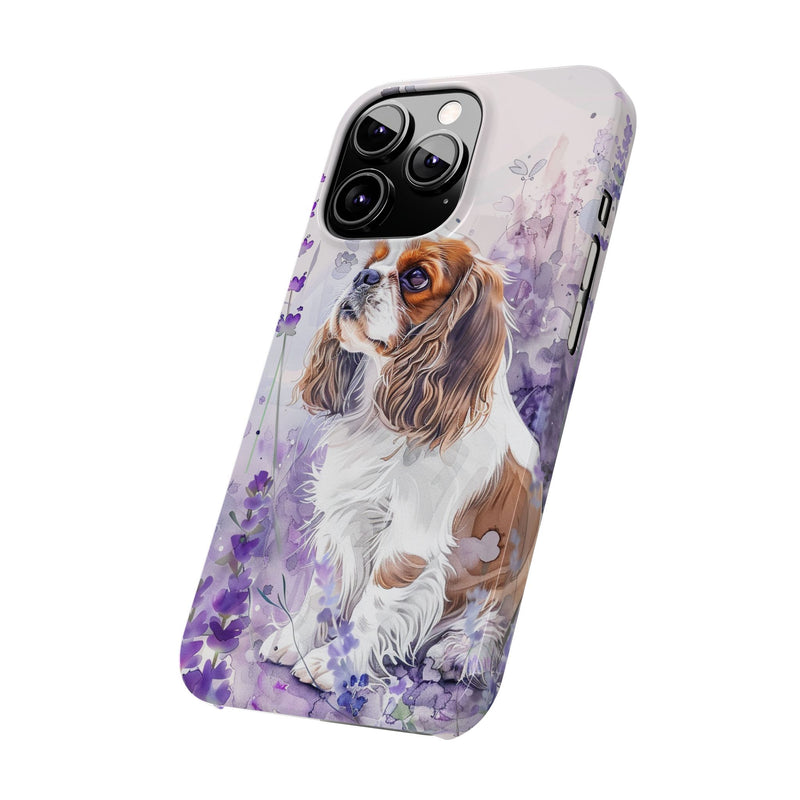 Cavalier King Charles Spaniel with Flowers Slim Phone Cases