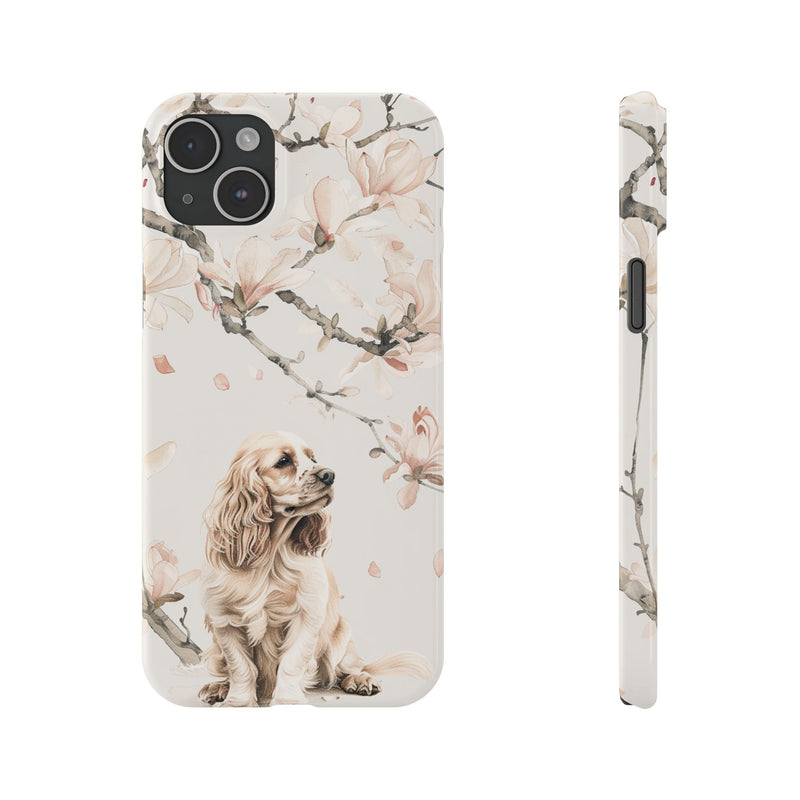 Cocker Spaniel with Flowers iPhone Slim Phone Cases