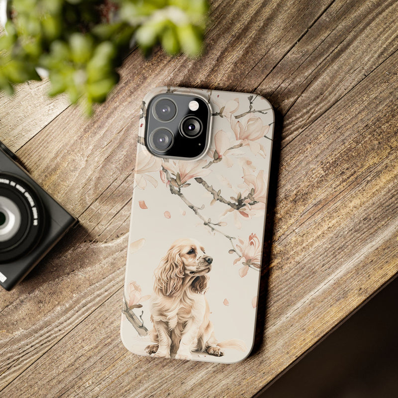 Cocker Spaniel with Flowers iPhone Slim Phone Cases