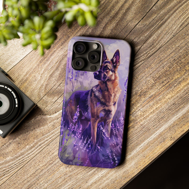 German Shepherd Dog with Flowers Slim iPhone Cases