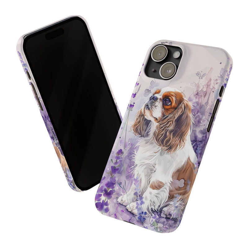 Cavalier King Charles Spaniel with Flowers Slim Phone Cases