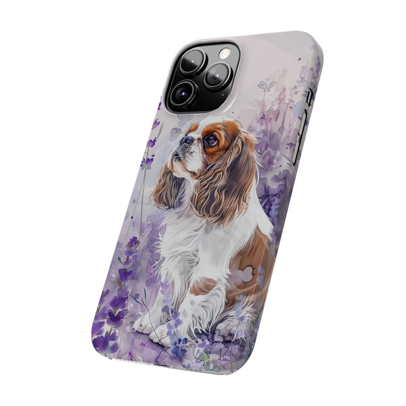 Cavalier King Charles Spaniel with Flowers Slim Phone Cases