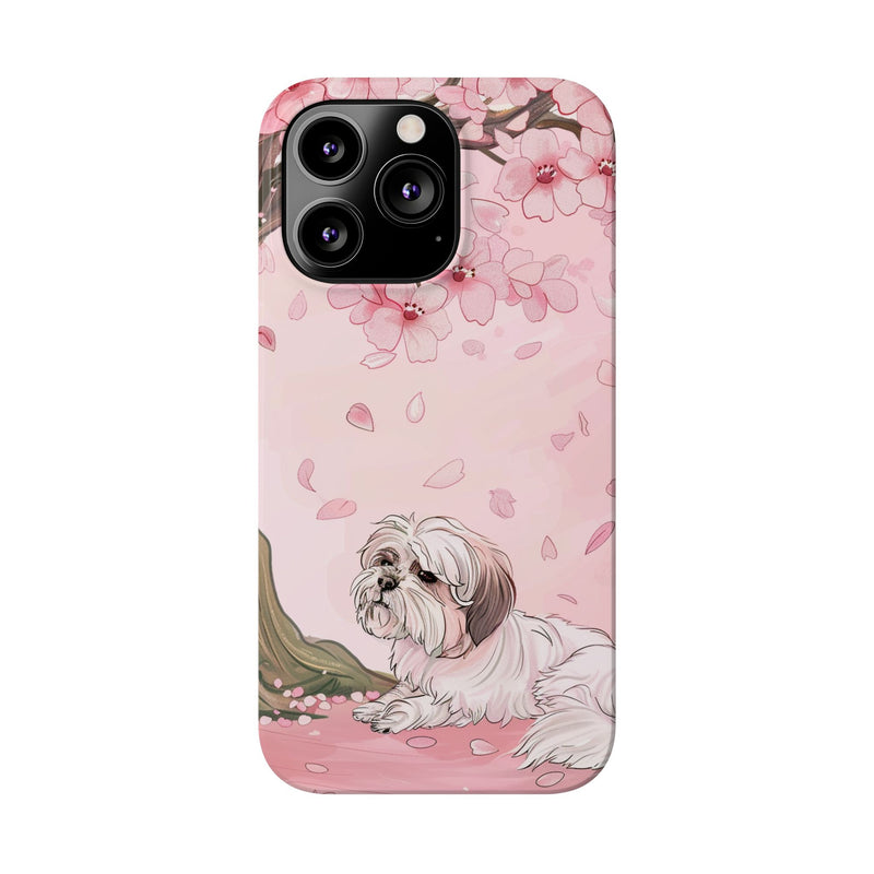 Shih Tzu with Flowers Slim iPhone Cases