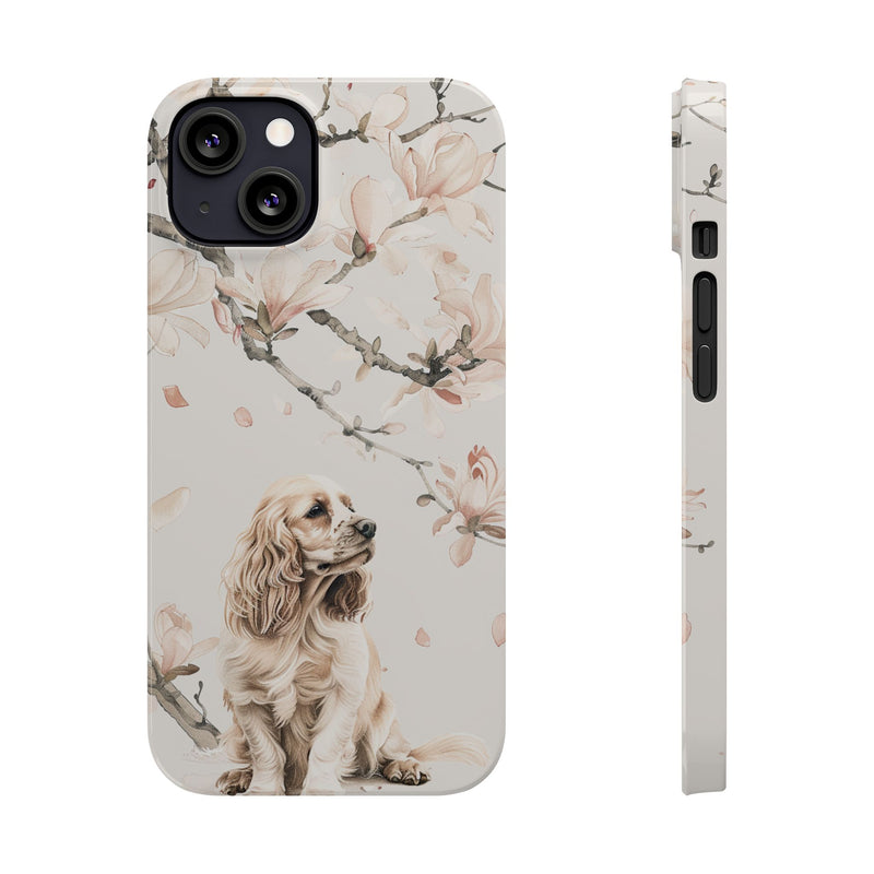 Cocker Spaniel with Flowers iPhone Slim Phone Cases