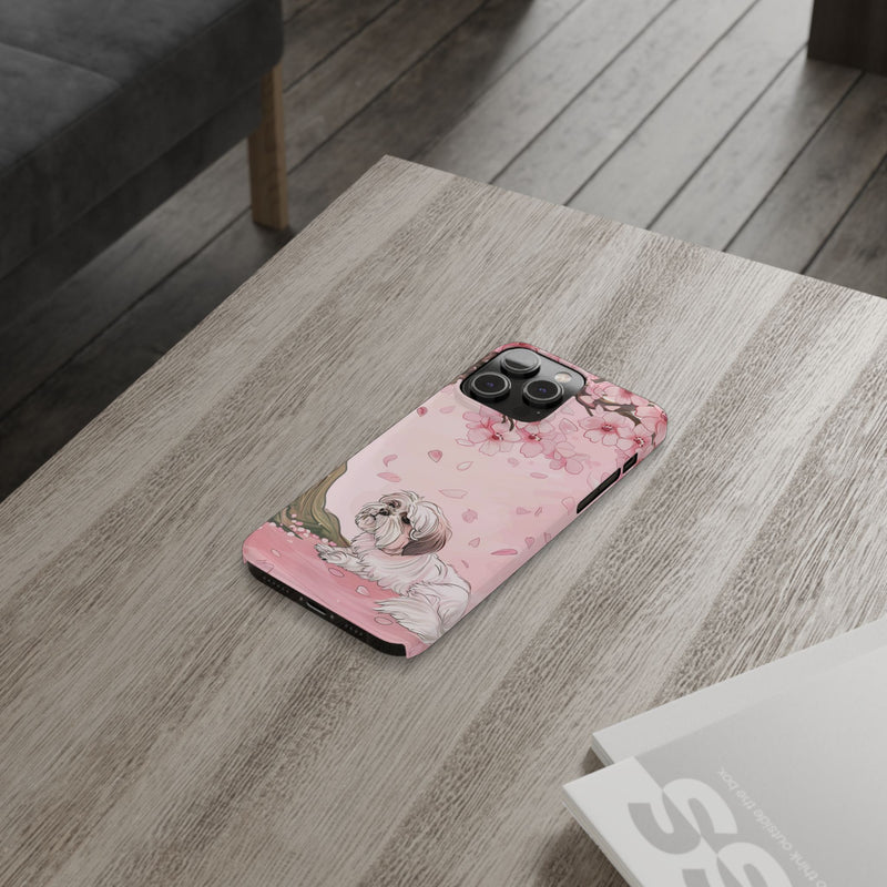 Shih Tzu with Flowers Slim iPhone Cases