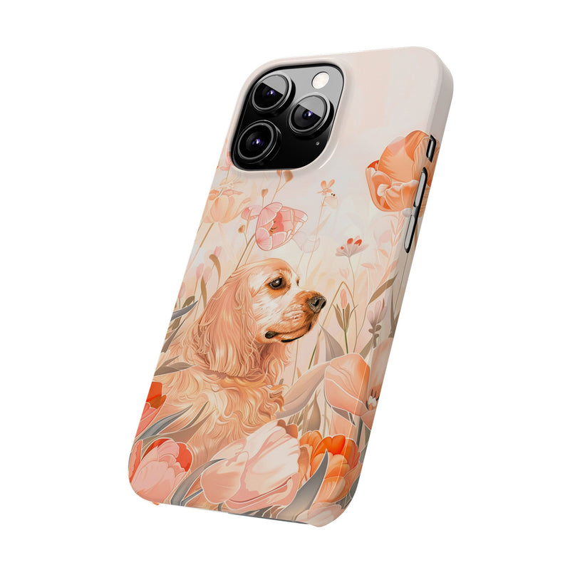 Cocker Spaniel with Flowers iPhone Slim Phone Cases