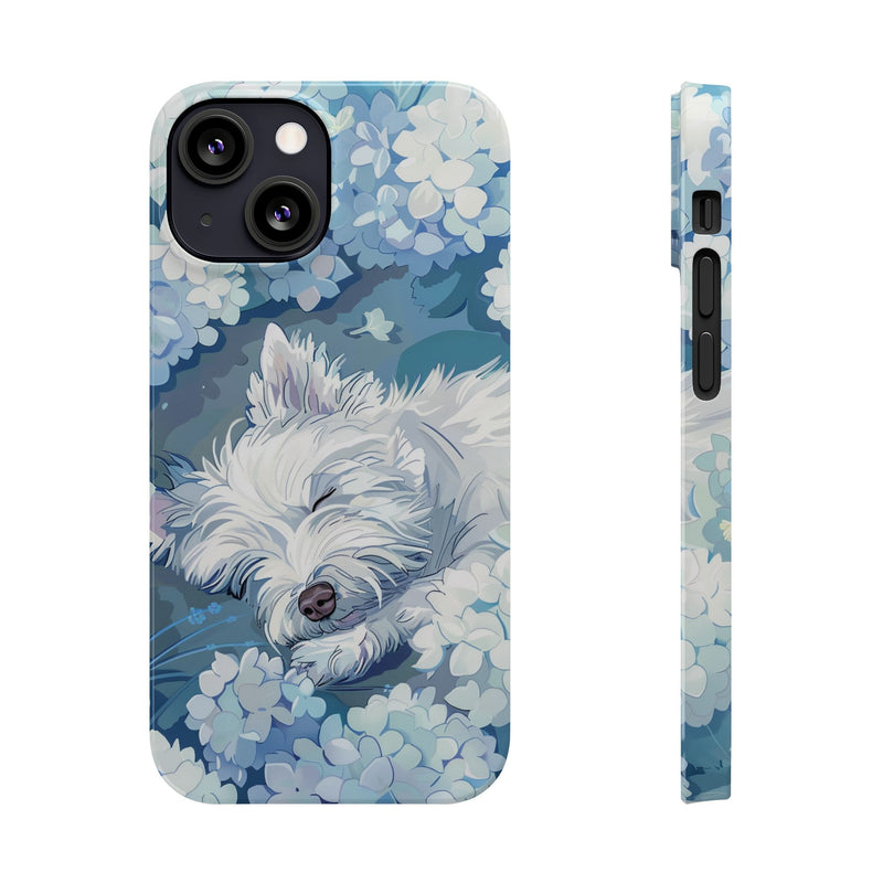 West Highland White Terrier with Flowers Slim iPhone Cases