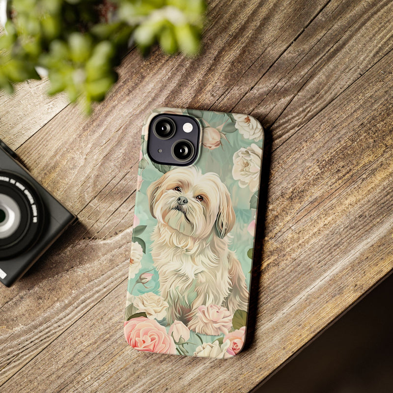 Havanese with Flowers Slim iPhone Cases