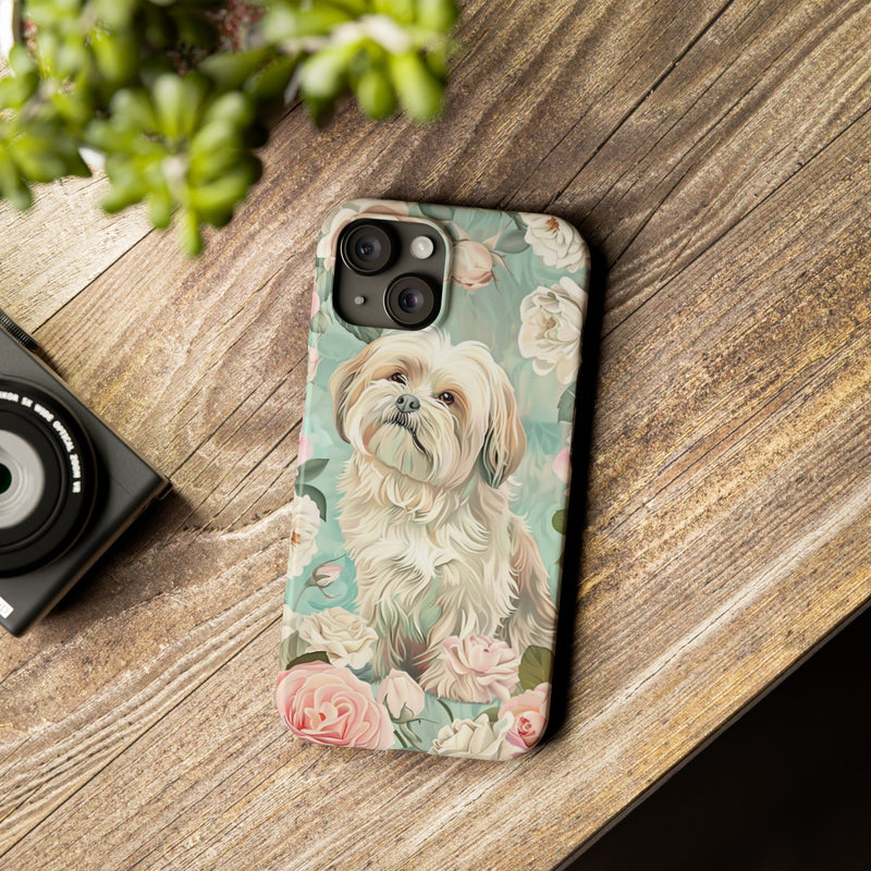 Havanese with Flowers Slim iPhone Cases