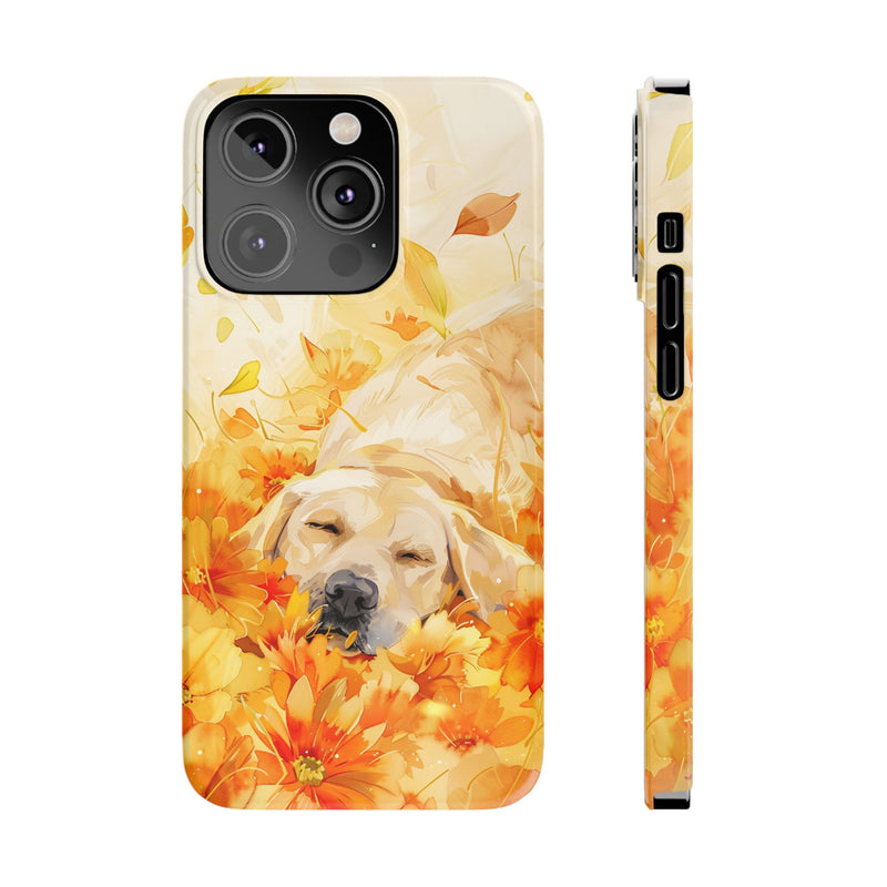 Labrador with Flowers Slim Phone Cases