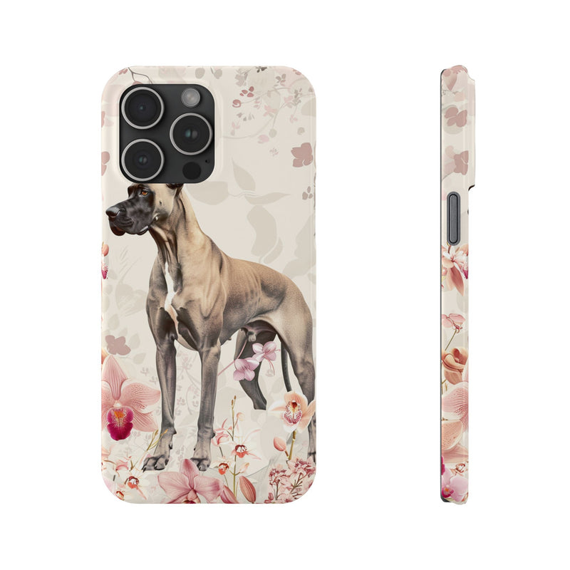 Great Dane with Flowers Slim iPhone Cases