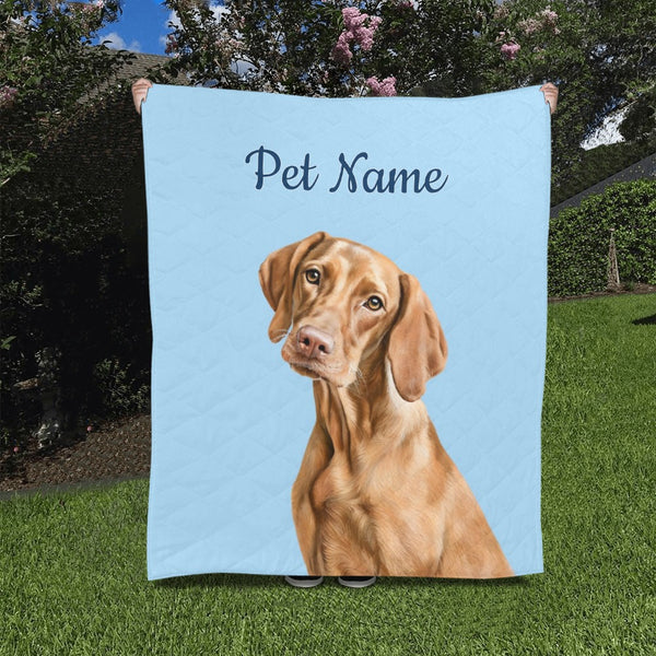 Custom Pet Portrait Quilt | Personalized Gift for Dog Lovers | Dog Cat Portraits on Quilt