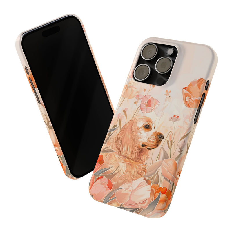 Cocker Spaniel with Flowers iPhone Slim Phone Cases