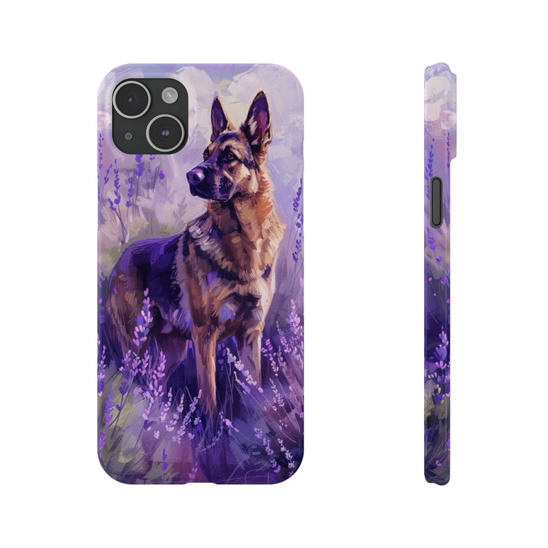 German Shepherd Dog with Flowers Slim iPhone Cases