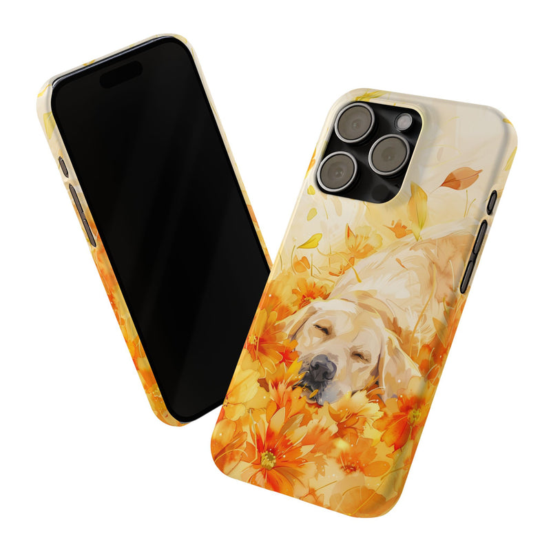 Labrador with Flowers Slim Phone Cases