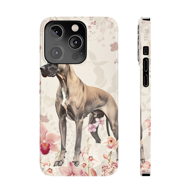 Great Dane with Flowers Slim iPhone Cases