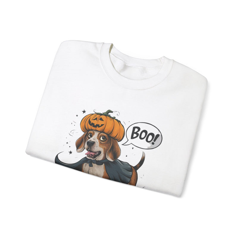 Beagle Halloween Sweatshirt – Cute Dog with Pumpkin & Boo Text