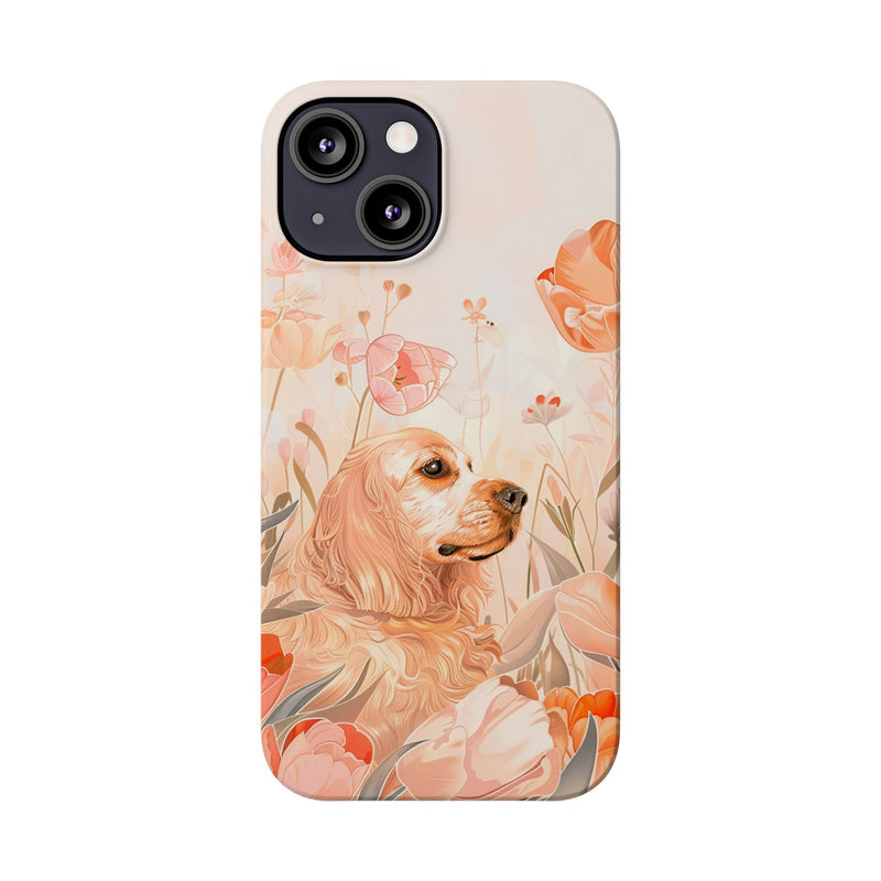 Cocker Spaniel with Flowers iPhone Slim Phone Cases