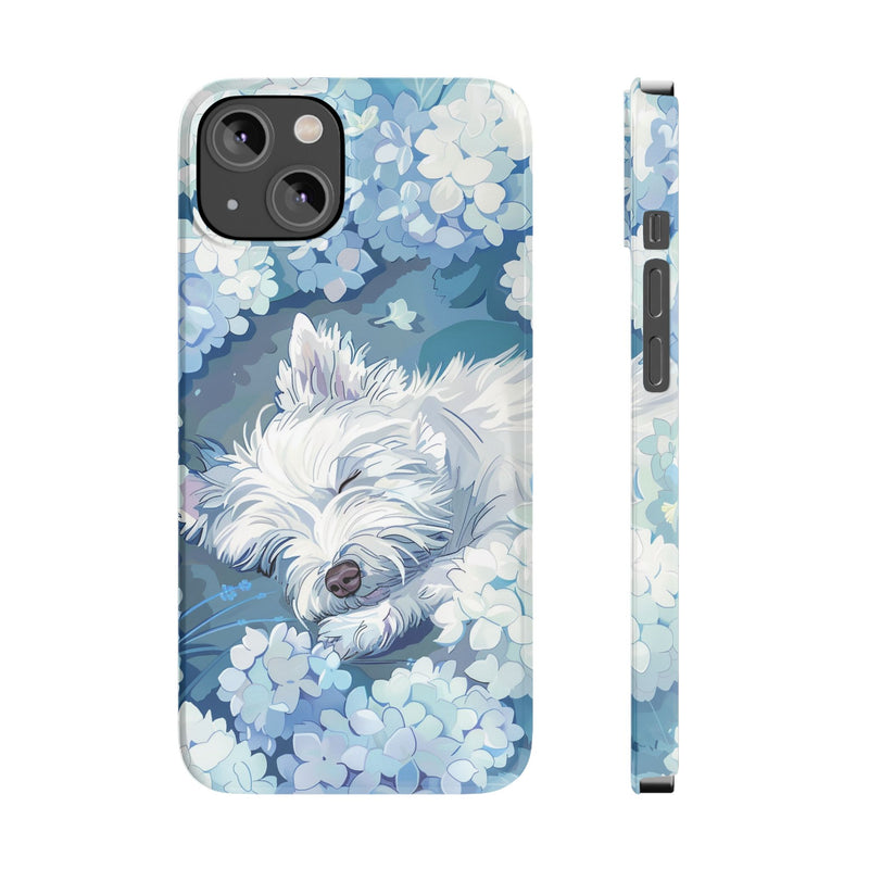 West Highland White Terrier with Flowers Slim iPhone Cases