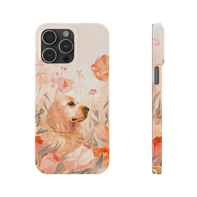 Cocker Spaniel with Flowers iPhone Slim Phone Cases