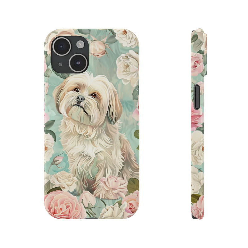 Havanese with Flowers Slim iPhone Cases