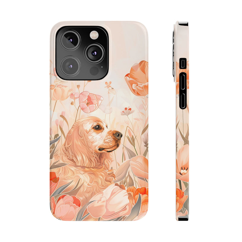 Cocker Spaniel with Flowers iPhone Slim Phone Cases