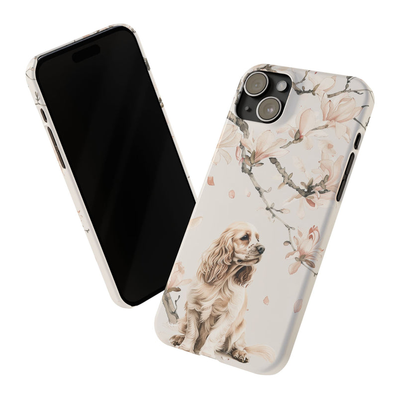 Cocker Spaniel with Flowers iPhone Slim Phone Cases