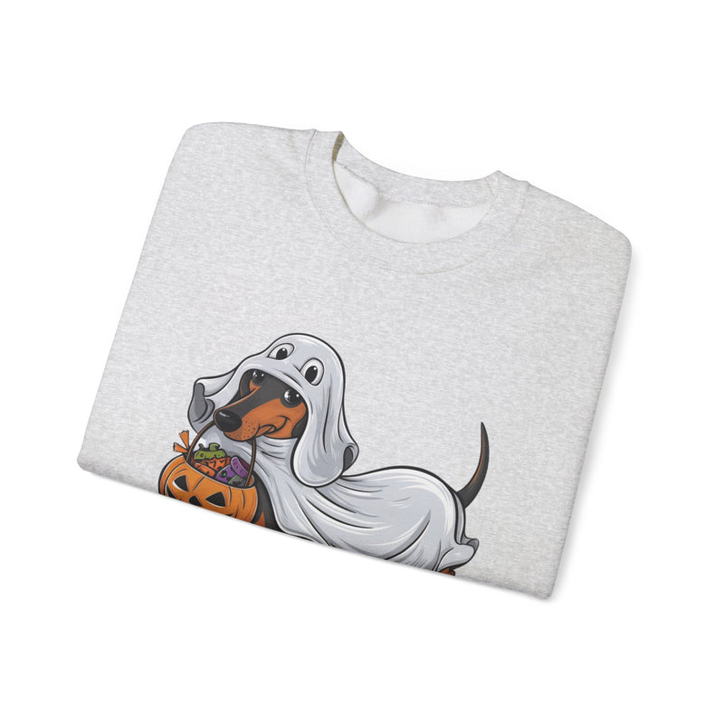 Dachshund Halloween Sweatshirt – Cute Dog with Pumpkin & Boo Text