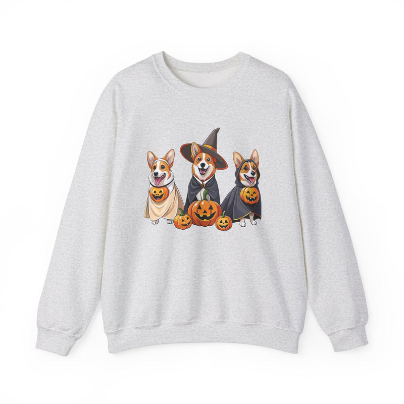 Corgis Halloween Sweatshirt – Three Cute Dogs with Pumpkin Design