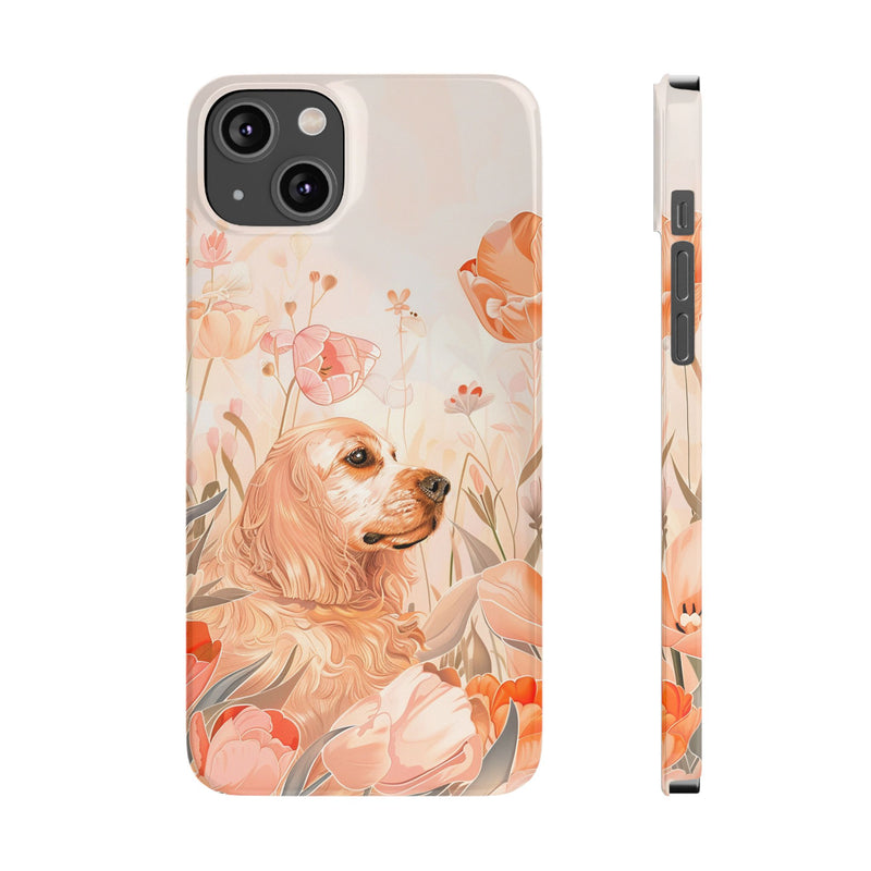 Cocker Spaniel with Flowers iPhone Slim Phone Cases