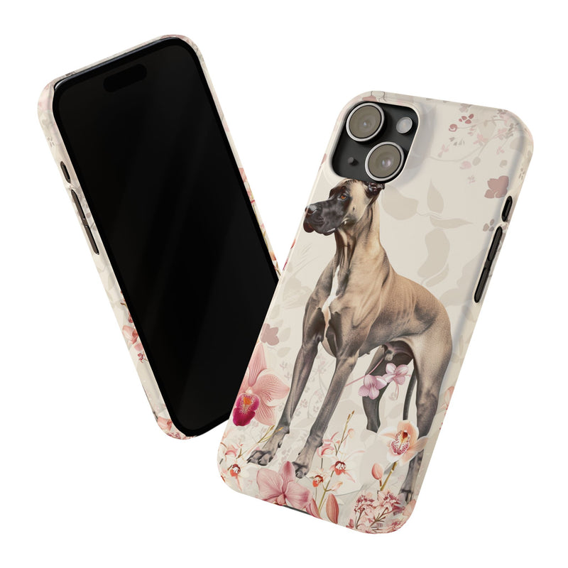 Great Dane with Flowers Slim iPhone Cases